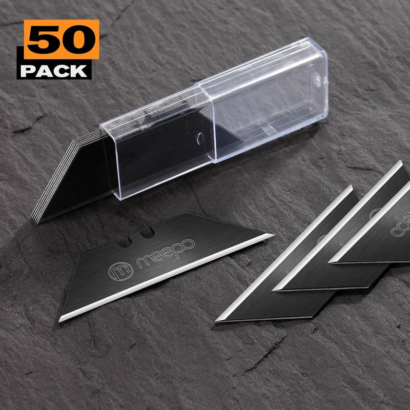 Meepo 50-Pack Utility Knife Blades, Blackened SK-2 Razor Blades for Box Cutter Utility Knife, Never Rust Design, Extra Durable - Image 3